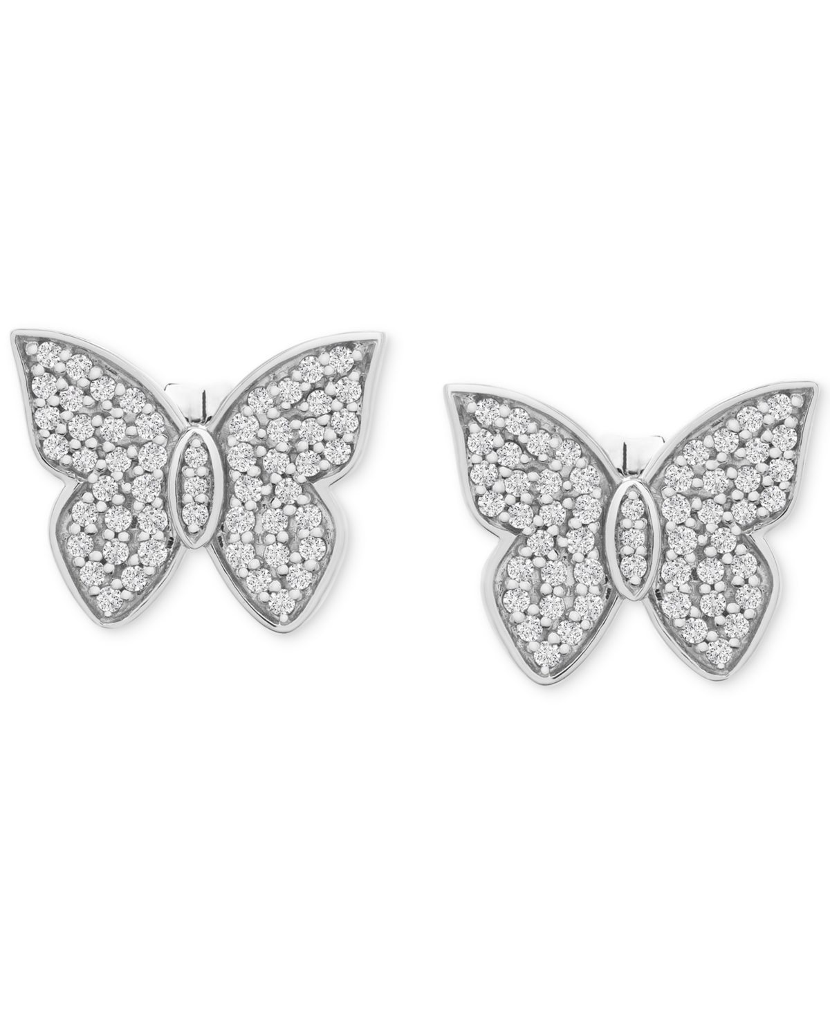 Diamond Butterfly Stud Earrings (1/2 ct. t.w.) in 14k White Gold, Created for Macy's - White Gold