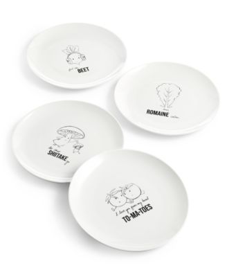 The Cellar - Words Veggie Salad Plates, Set of 4