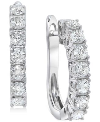 white gold huggie diamond earrings