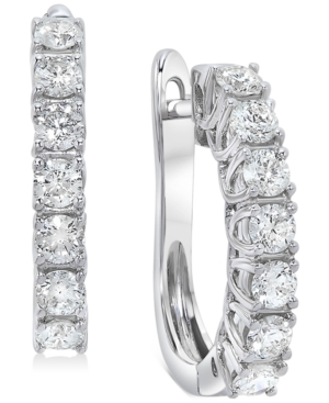 image of Diamond Small Huggie Hoop Earrings (1 ct. t.w.) in 14k White Gold, 0.75