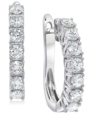 Diamond Small Huggie Hoop Earrings (1 ct. t.w.) in 14k White or Yellow ...