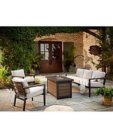 Stockholm Outdoor 4-Pc. Seating Set (Sofa, 2 Club Chairs & Fire Pit) with outdoor Cushions, Created for Macy's
