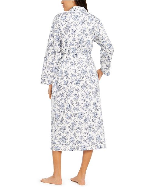 Charter Club Cotton FloralPrint Long Wrap Robe, Created for Macy's