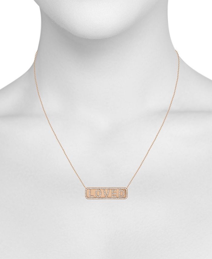 Serena Williams Jewelry Diamond (1/3 ct. t.w.) 'Loved' ID Necklace in 14K Rose Gold Macy's