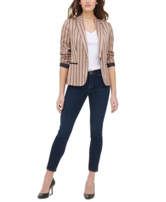 Tommy Hilfiger Striped Elbow Patch Blazer