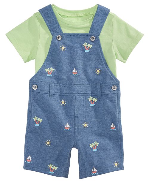 Baby Boys 2 Pc T Shirt Printed Shortalls Set Created For Macy S