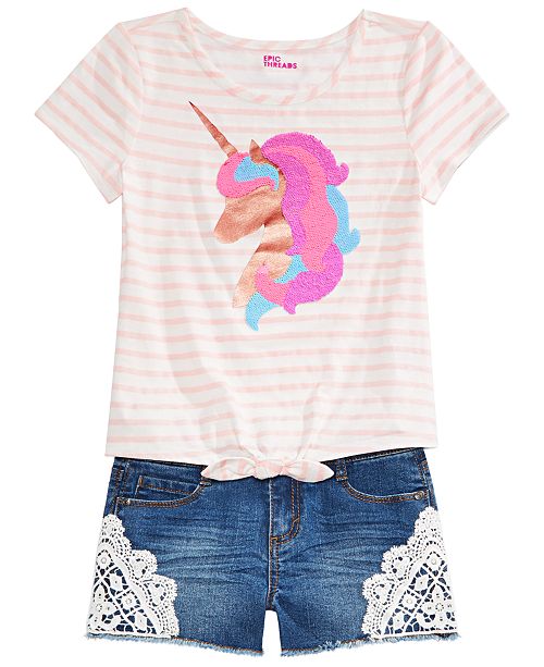 Epic Threads Big Girls Crocheted Denim Shorts Created For Macy S