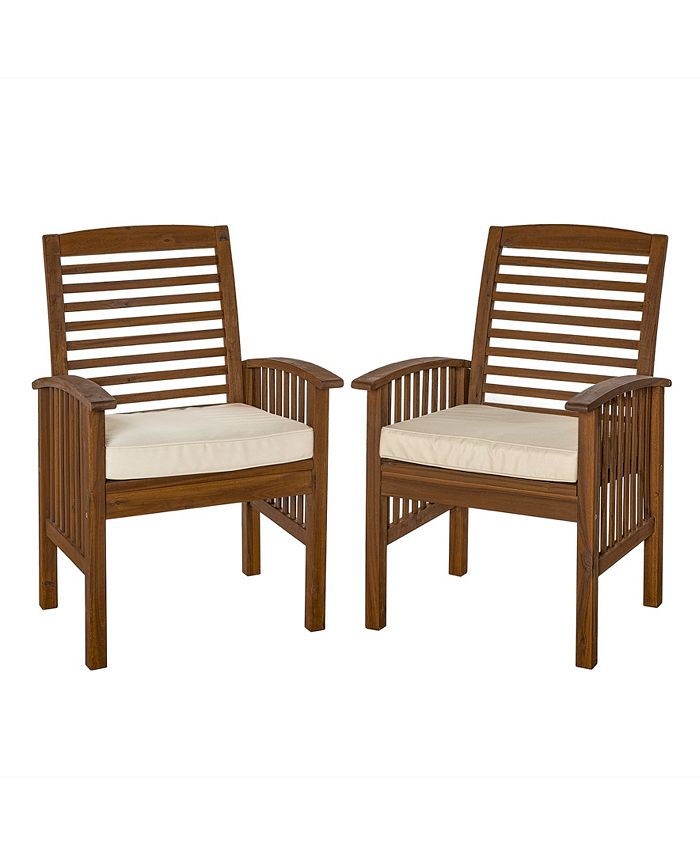 Walker Edison Acacia Patio Chairs with Cushions (Set of 2) Macy's