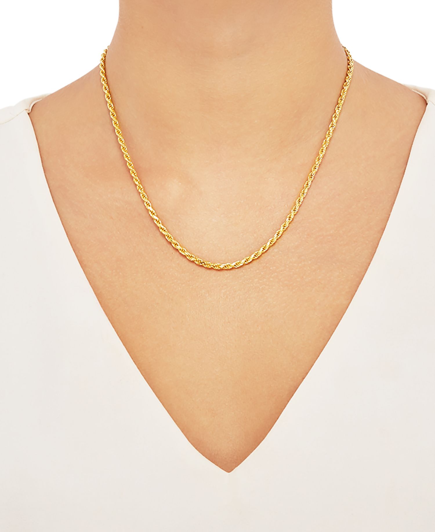 Rope Link Chain Necklace 18"-24" In Sterling Silver or 18k Gold-Plated Sterling Silver (2-3/4mm)