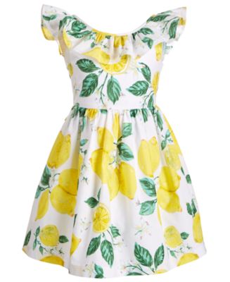 Bonnie Jean Little Girls Ruffled Lemon Dress - Macy's