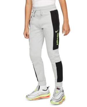 Nike Kids' Big Boys Colorblocked Fleece Jogger Pants In Smoke Grey/black