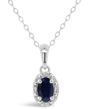 image of Sapphire (5/8 ct. t.w.) and Diamond Accent Pendant Necklace in Sterling Silver