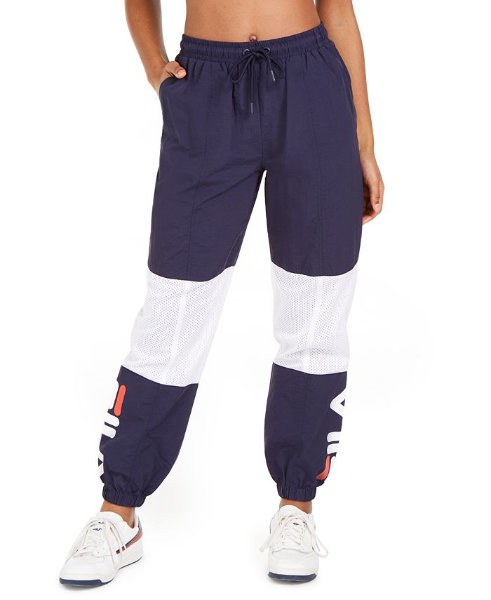NWT Fila Gia Track Wind Pants White Blue Women's Small Brand New With Tags