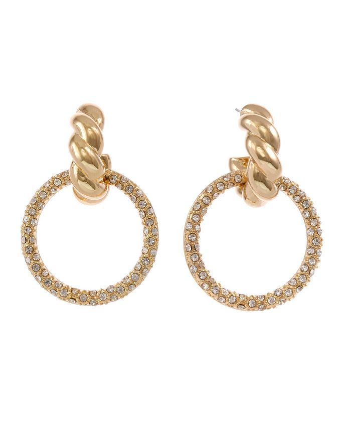 Christian Siriano New York Gold Tone Twisted Top Drop Earrings with