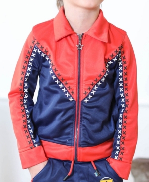 image of Toddler and Little Boys Red and Navy Tricot Track Jacket