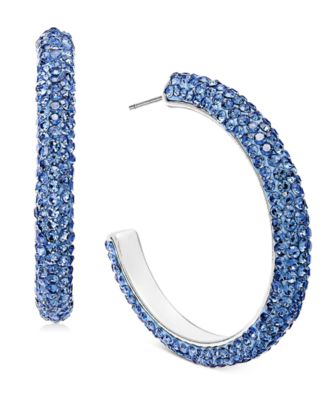 INC International Concepts - Silver-Tone Medium Crystal Hoop Earrings