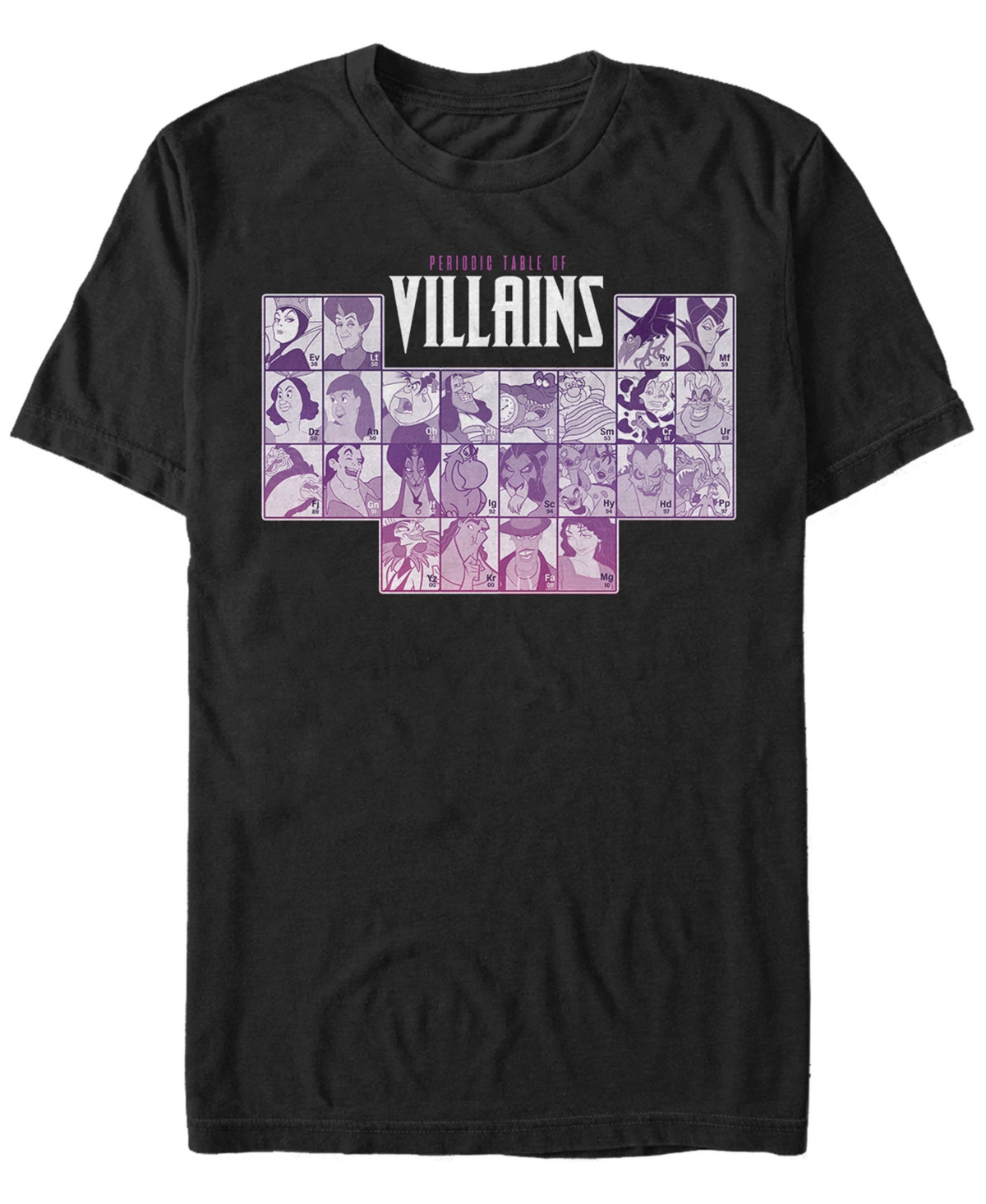 Fifth Sun Men's Villains Periodic Table of Villains Group Shot Short Sleeve T- shirt