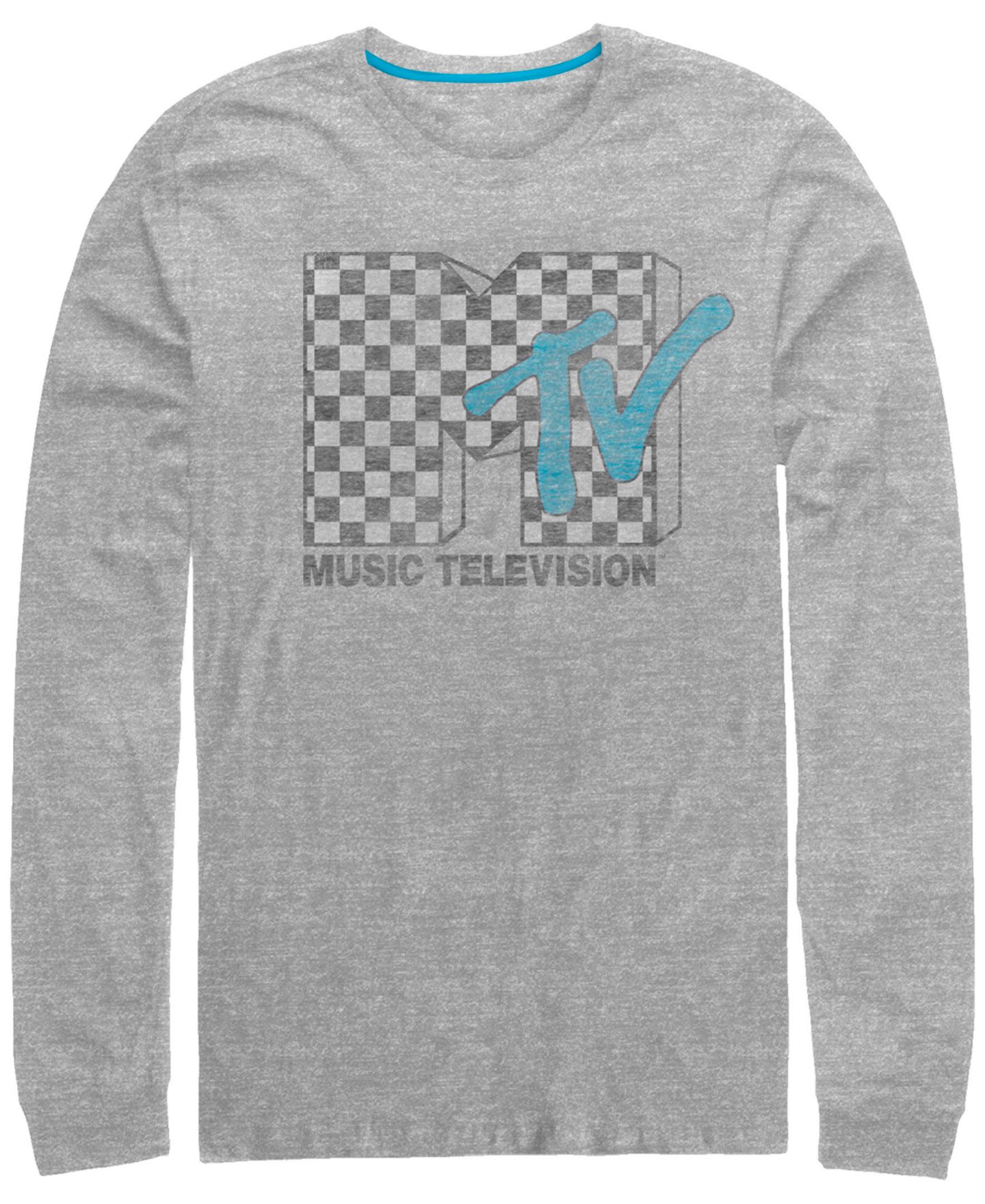 Мужская рубашка Fifth Sun Distressed Retro Checkered Logo Long Sleeve T, цвет: Меланжевый — фото 1