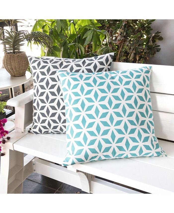 Homey Cozy Outdoor Pillow, Aqua Crystal Grid Set of 2 Macy's