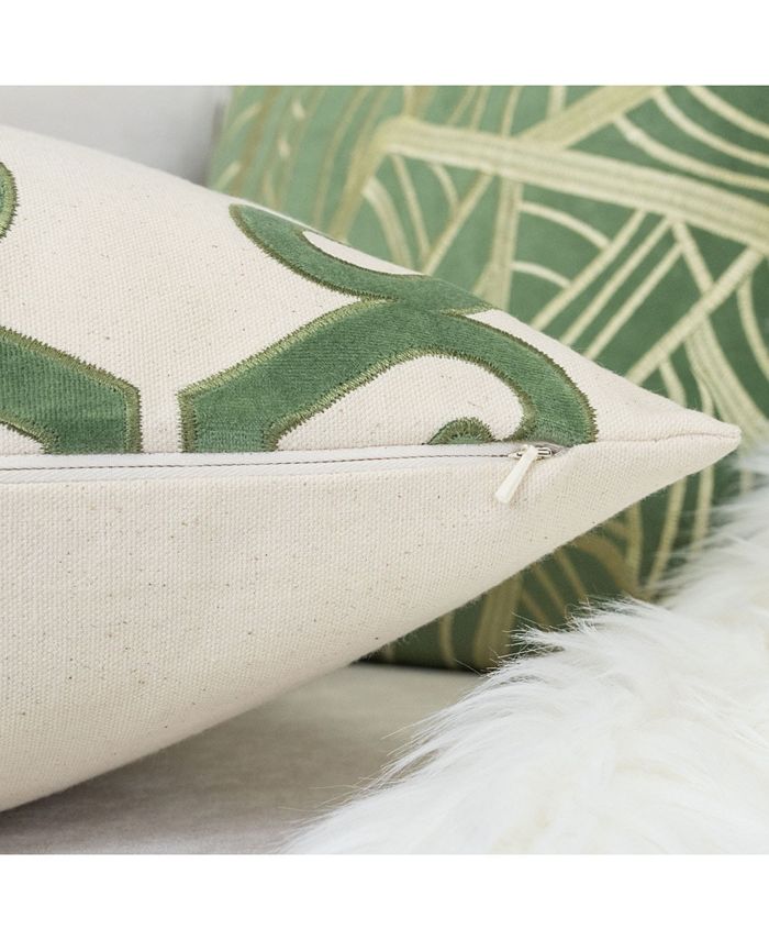 Homey Cozy Carly Applique Embroidery Square Decorative Throw Pillow