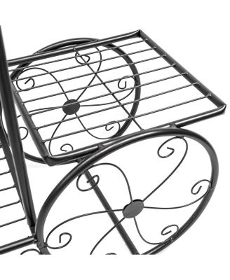 Flower Cart Pot Display Rack - Black