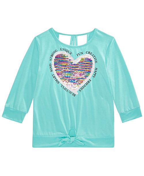 Beautees Big Girls Flip Sequin Heart Top & Reviews Shirts & Tops