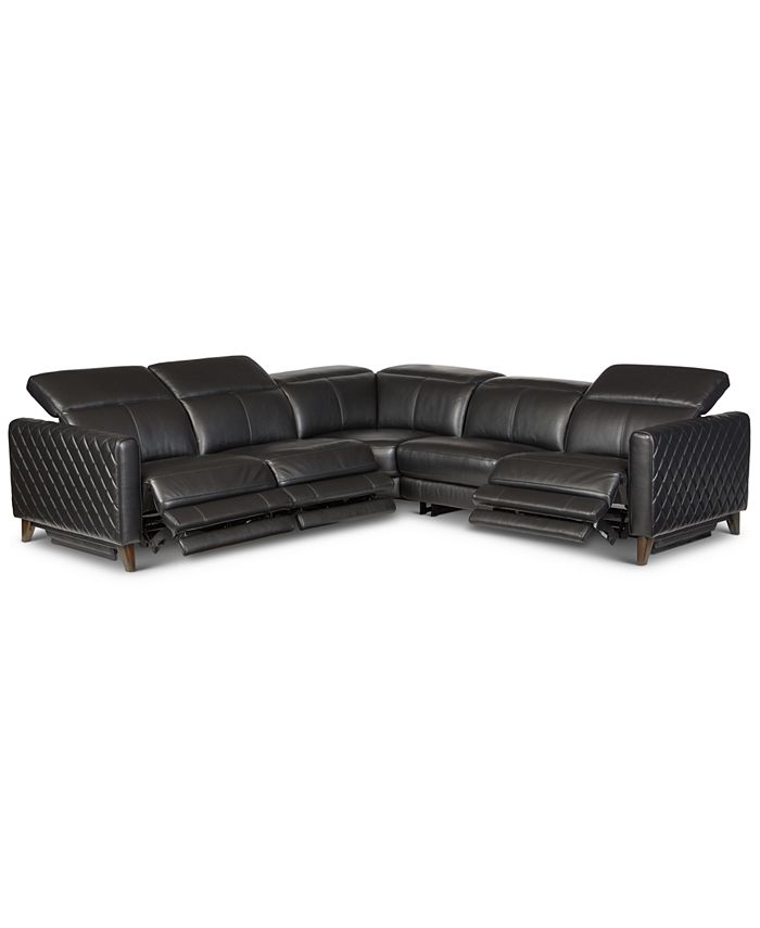 Jaconna 5 Pc Leather Sectional With 3, Macys Leather Sectional Recliner Sofa