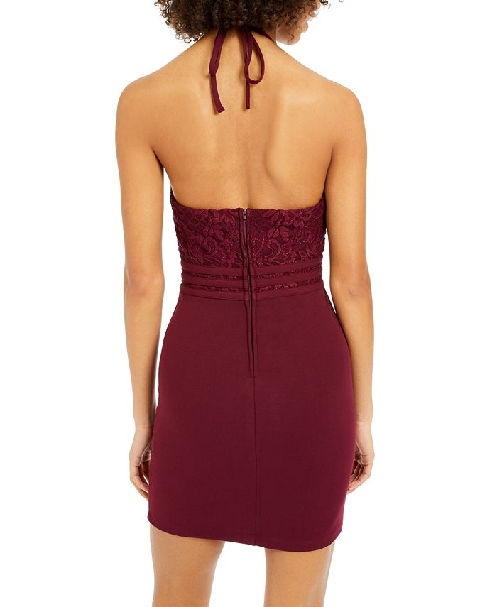 Speechless Juniors' Scalloped GlitterLace Bodycon Dress Macy's