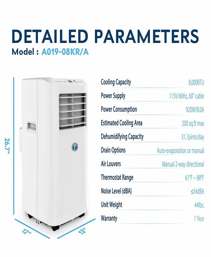 JHS 8,000 BTU Energy Star Portable Air Conditioner with Remote Macy's