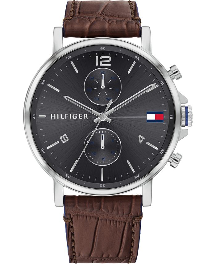 Tommy Hilfiger Men's Brown Leather Strap Watch 44mm Macy's