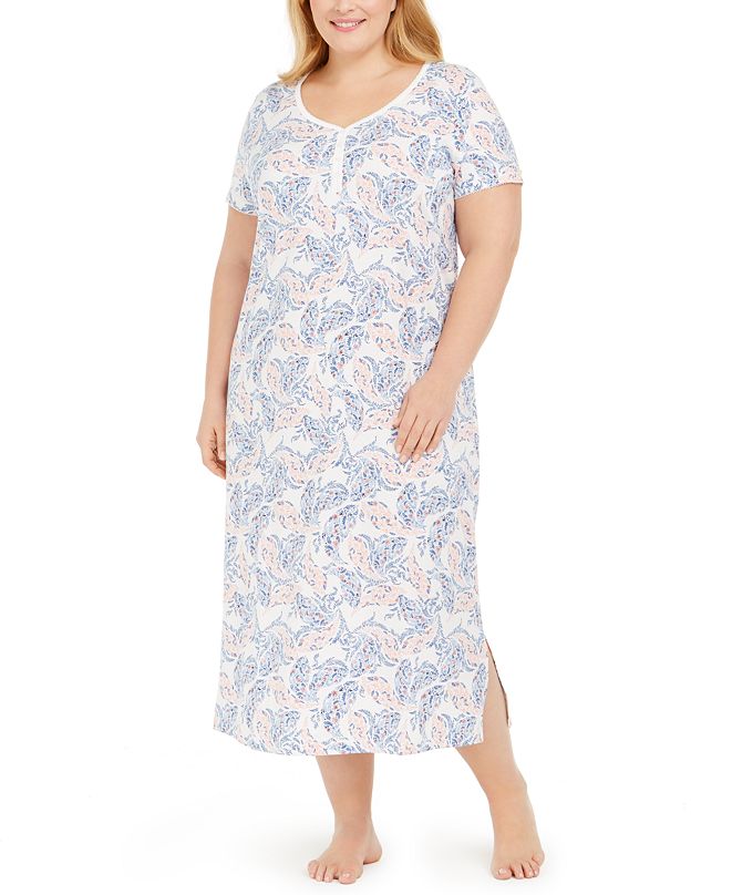 Charter Club Plus Size Cotton Long Nightgown, Created for Macy's