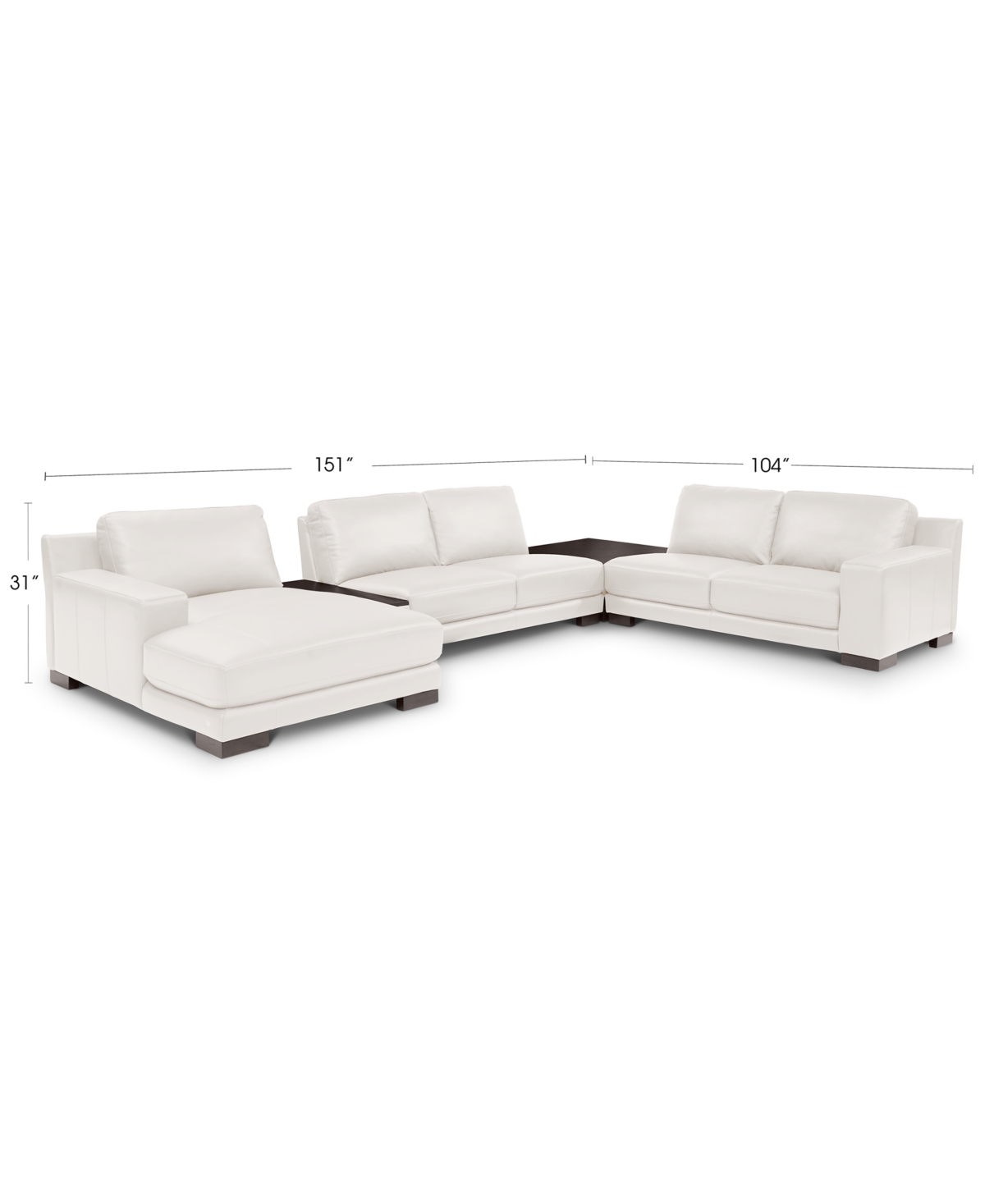 Darrium 5-Pc. Leather Chaise Sectional with Corner Table & Console, Created for Macy's