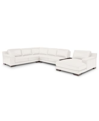 Furniture - Darrium 5-Pc. Leather Chaise Sectional with Console