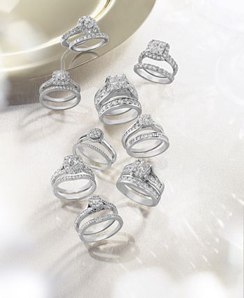 Macy's - Diamond Halo & Pav&eacute; Bridal Set (1/2 ct. t.w.) in 14k White Gold