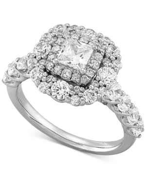 image of Diamond Princess Double Halo Engagement Ring (2 ct. t.w.) in 14k White Gold