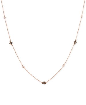 image of Le Vian Chocolatier Diamond Cluster & Bezel Adjustable Statement Necklace (3/4 ct. t.w.) in 14k Rose Gold