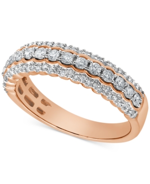 image of Diamond Three-Row Band (1/2 ct. t.w.) in 14k Rose Gold