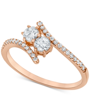 image of Diamond Two Stone Engagement Ring (1/2 ct. t.w.) in 14k Rose Gold