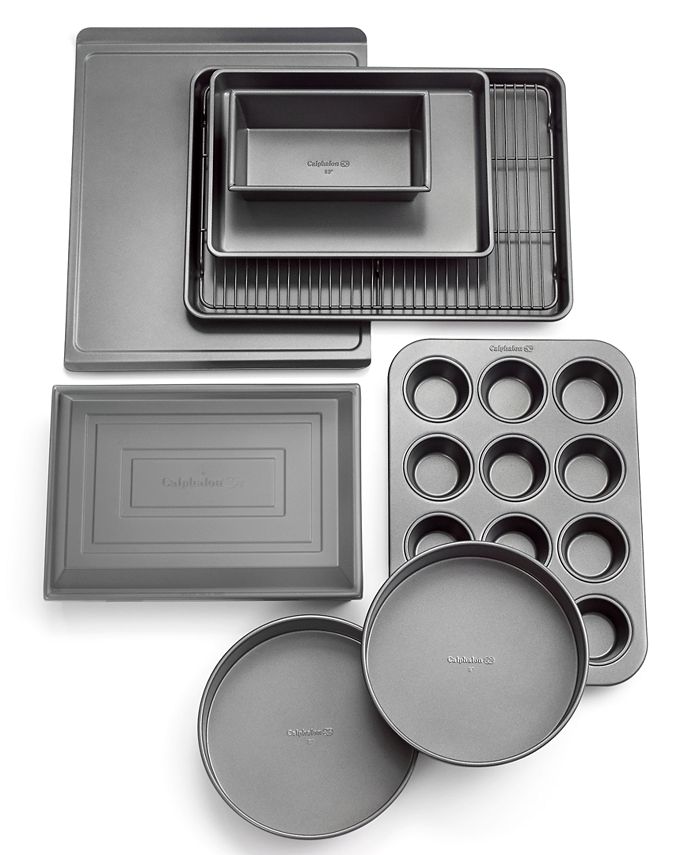 Calphalon Nonstick Bakeware Set, 10-Piece Set Includes Baking Sheet, Cookie  Sheet, Cake Pans, Muffin Pan, and More, Dishwasher Safe, Silver