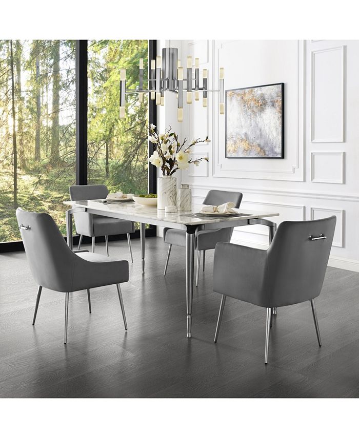 INSPIRED HOME Christine Velvet Arm Dining Chair with Metal Legs and Knob Set of 2 Macy's