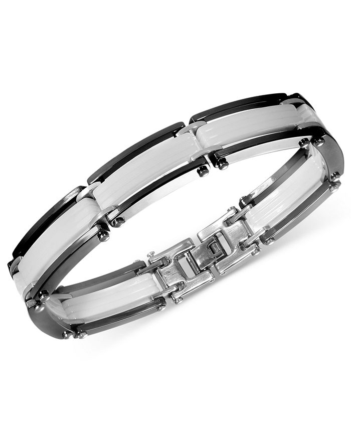 Macy's Men's Ceramic Bracelet, Black and White Bracelet Macy's