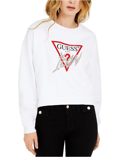 Guess Icon Fleece Top Reviews Tops Juniors Macy S