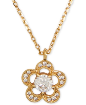 image of Kate Spade New York Crystal Flower Pendant Necklace, 17
