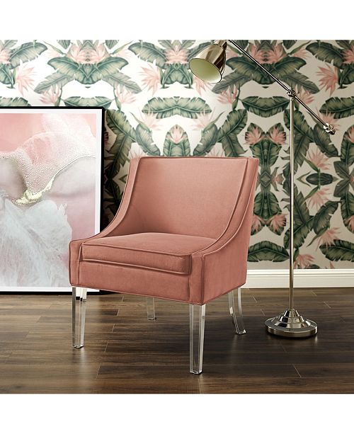Nicole Miller Aurelie Velvet Accent Chair With Acrylic Legs