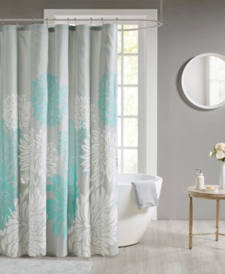 aqua and grey shower curtain