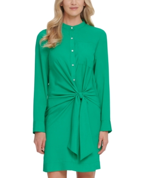 DKNY FRONT-TIE BUTTON-UP DRESS