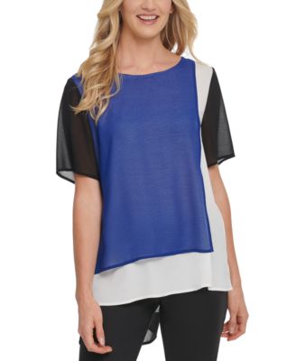 DKNY - Colorblocked Layered-Look Top