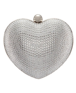 Shop Nina Amorie Crystal Embellished Heart Minaudiere Clutch In Silver