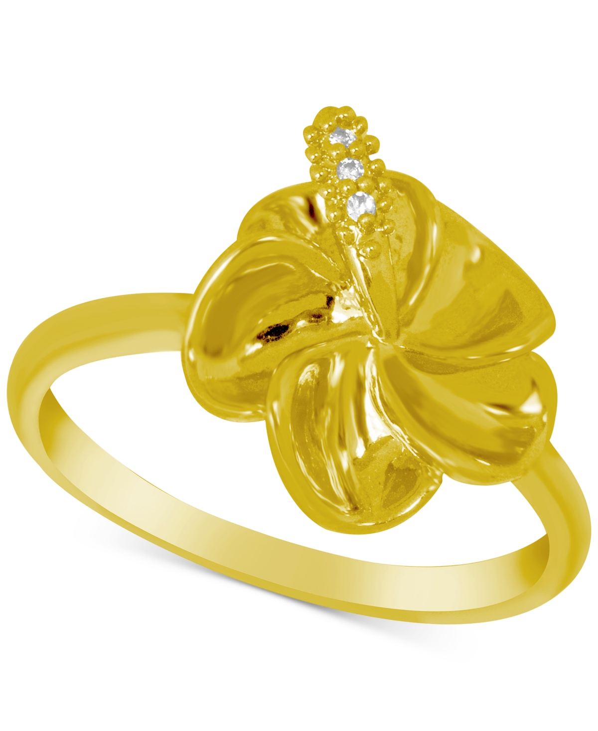 Crystal Accent Flower Ring in Gold-Plate - Gold