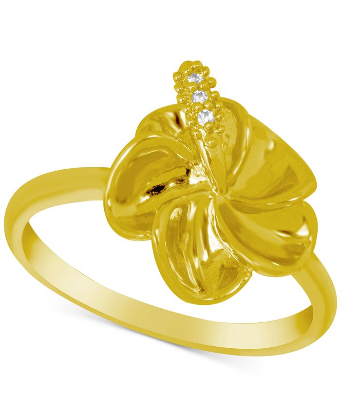 Kona Bay - Crystal Accent Flower Ring in Gold-Plate